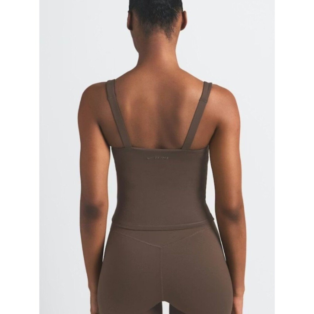 NEW NikeSKIMS Matte Square Neck Tank Top Small Dark Sepia Brown NWT Nike SKIMS - Picture 4 of 4